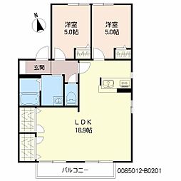 アン・ファミールB 2LDKの間取図画像