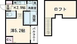 MODERNPALAZZO須屋Balm 1Kの間取図画像