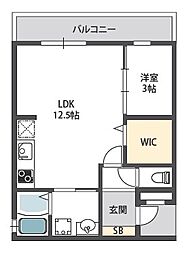 アドマス鶴原E 1LDKの間取図画像
