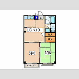 鴻和ハクエハイツ.202 2LDKの間取図画像
