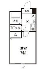 ケセラセラ 1Kの間取図画像
