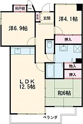 サニーヒル会瀬2号館 3LDKの間取図画像