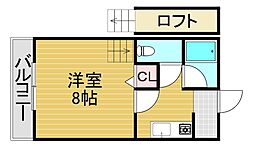 エリーレンス城南 1Kの間取図画像