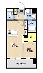LIBTH博多住吉PREMIER 1LDKの間取図画像