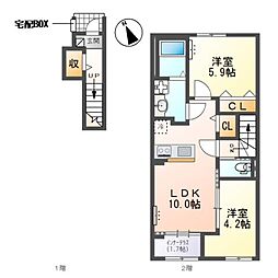 ソレイユ・ブラン 2LDKの間取図画像