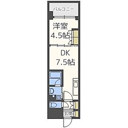 ザ・パークハビオ天満橋 1DKの間取図画像