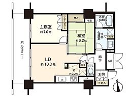 アップルタワーズ仙台ブローディアタワー 2LDKの間取図画像