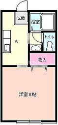 セゾンキタカド 1Kの間取図画像