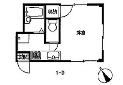 ベルージュK-3 ワンルームの間取図画像