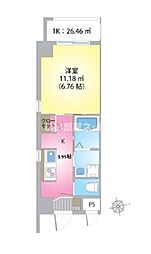 ライズ・タイパナ 1Kの間取図画像