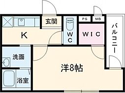 フォーリーブス33C 1Kの間取図画像