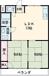 コーポ小池 2LDKの間取図画像