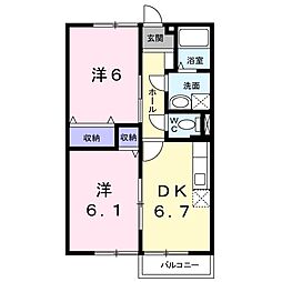 グリーンガーデン2 2DKの間取図画像