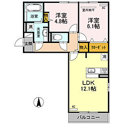 カーサコムロ 2LDKの間取図画像