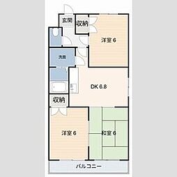 クレールナガタ 3DKの間取図画像