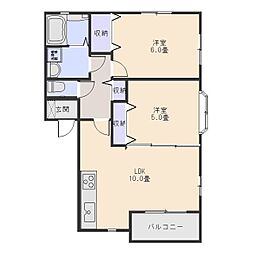 ハイツ軽井沢2 2LDKの間取図画像