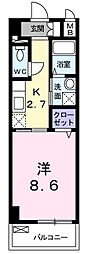 ヒルズビッグウエスト 1Kの間取図画像