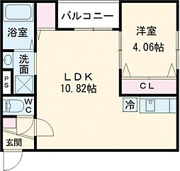 仮称)北九州市八幡西区大浦2丁目 A棟 1LDKの間取図画像