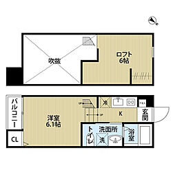CastelloOvest ワンルームの間取図画像