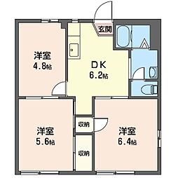タウンハイツ芝 3DKの間取図画像