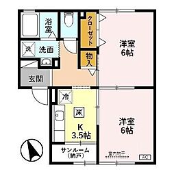 パルムドーム01 2Kの間取図画像