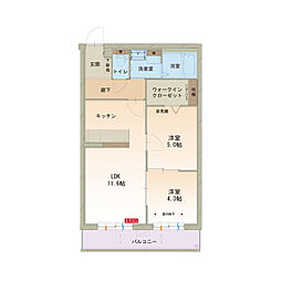 ハートフルウェルフェア 2LDKの間取図画像