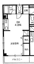 第五山武ビル 1DKの間取図画像