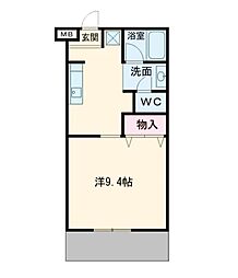 ロンド・ゆうわ 1Kの間取図画像