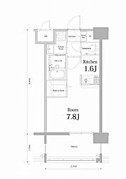 エンクレスト博多駅南BASE 1Kの間取図画像