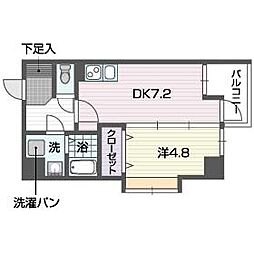 レキシントンスクエア駅東 1DKの間取図画像