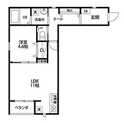 ベレーザ亀田駅前 1LDKの間取図画像