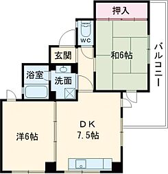 M'STYLE伊丹西台 2DKの間取図画像