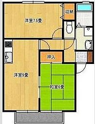 パナハイツ藪塚A 2DKの間取図画像