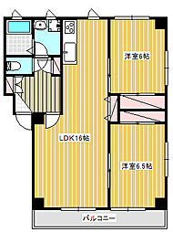 ルミエール東海岸 2LDKの間取図画像