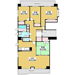 G-ONE西新プレミアスイート 4LDKの間取図画像