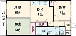 メモリー鳥栖 3DKの間取図画像