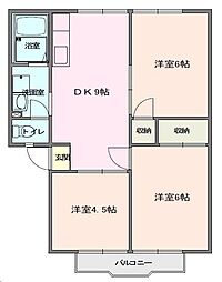 ハイツウインディアB 3DKの間取図画像