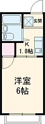 シティハイム池上B 1Kの間取図画像