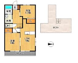 GABAIハウス高木瀬 2LDKの間取図画像