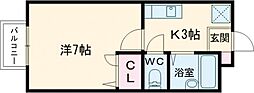 パークサイド1 1Kの間取図画像