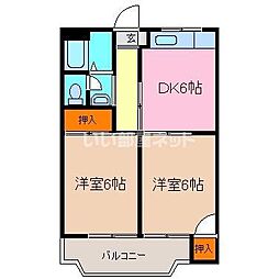 コーポ中野 2DKの間取図画像