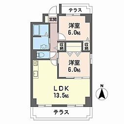 メディオグリシーナエフ 2LDKの間取図画像