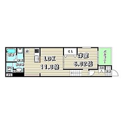 リヴェール元中野II 1LDKの間取図画像