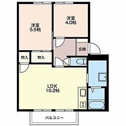シャトータウン可児B 2LDKの間取図画像