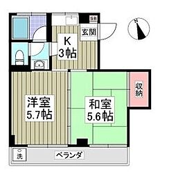 関コーポ 2Kの間取図画像