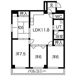 ラサール御所 4LDKの間取図画像