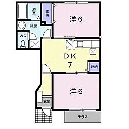 サンライズ高野 2DKの間取図画像