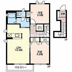 マストタウン平井D 2LDKの間取図画像