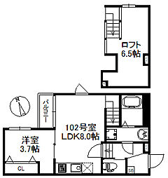 シャノワール久留米 ワンルームの間取図画像