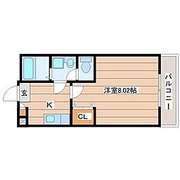 クレフラスト原ノ町 1Kの間取図画像